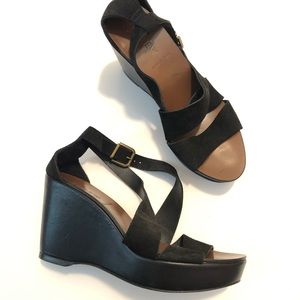 J. Crew Italy black wedge sandals Sz 7